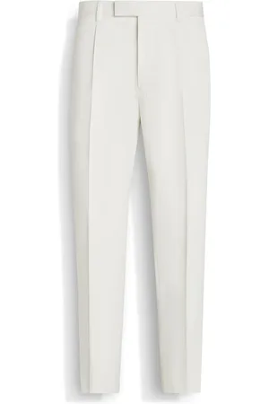 Ermenegildo Zegna Pantaloni in Cotone e Lana Bianchi