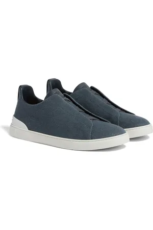 Ermenegildo Zegna Sneaker Triple Stitch in Cotone Lino e Pelle