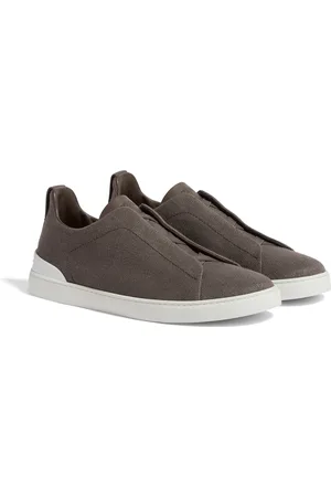 Ermenegildo Zegna Sneaker Triple Stitch in Cotone Lino e Pelle