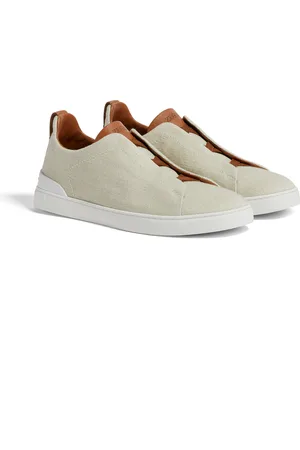 Ermenegildo Zegna Sneaker Triple Stitch in Cotone Lino e Pelle