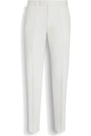Ermenegildo Zegna Pantaloni in Cotone e Lino Summer Chino Bianchi