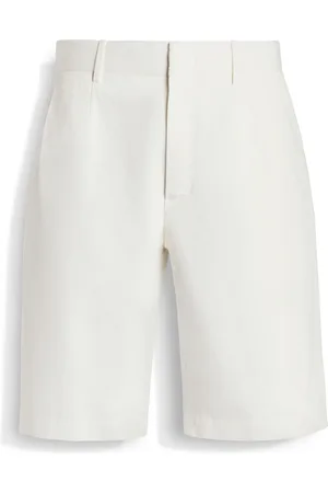 Ermenegildo Zegna Short in Cotone e Lino Summer Chino Bianchi