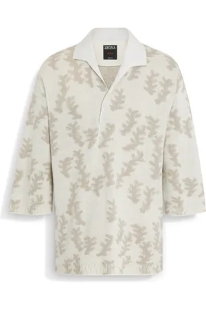Ermenegildo Zegna Polo in Oasi Lino Bianca e Beige Chiaro