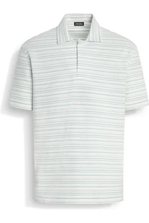 Ermenegildo Zegna Polo in Cotone Bianca e Celeste