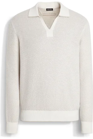 Ermenegildo Zegna Polo in Seta e Cashmere Bianca