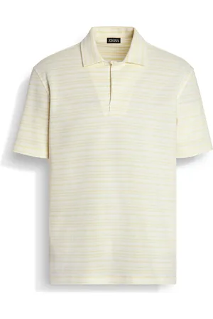Ermenegildo Zegna Polo in Cotone Bianca e Giallo Acceso