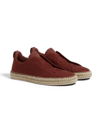 Ermenegildo Zegna Triple Stitch Espadrillas in Lino e Pelle Rosse