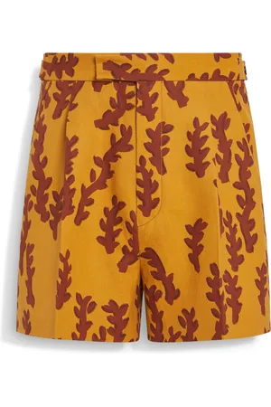 Ermenegildo Zegna Short in Oasi Lino Ocra e Rosso Mattone